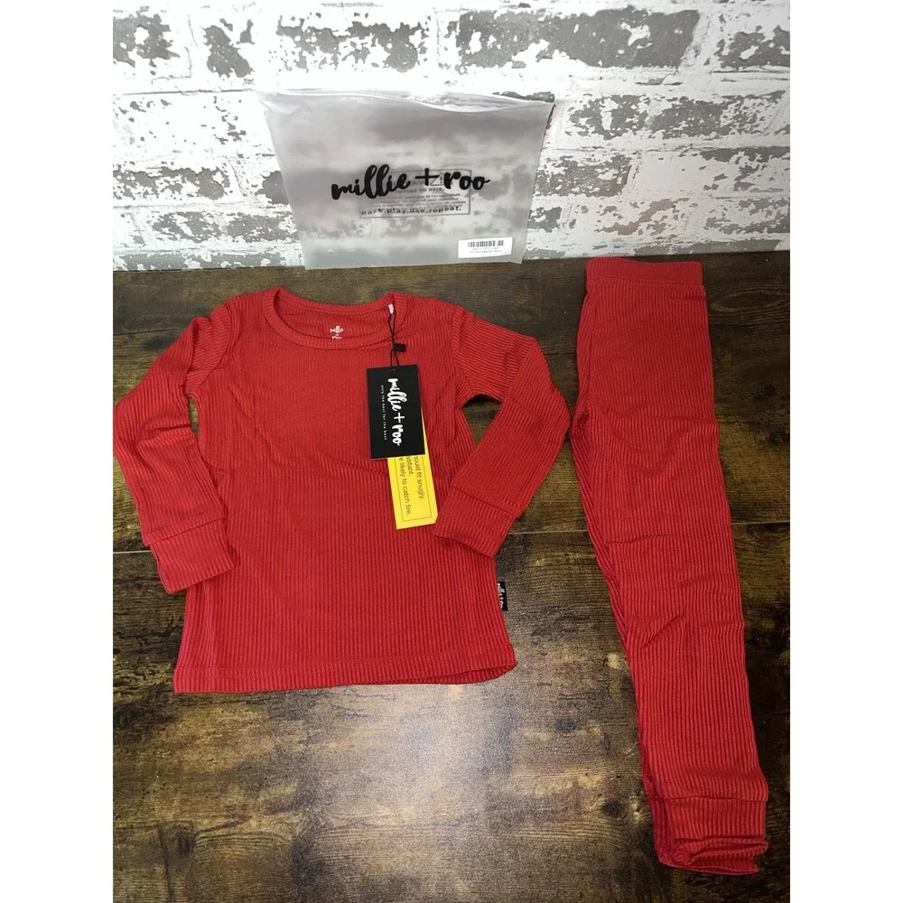 NWT! Millie + Roo Two Piece Ribbed Set - Size 2T - Color Red - Picture 7 of 7